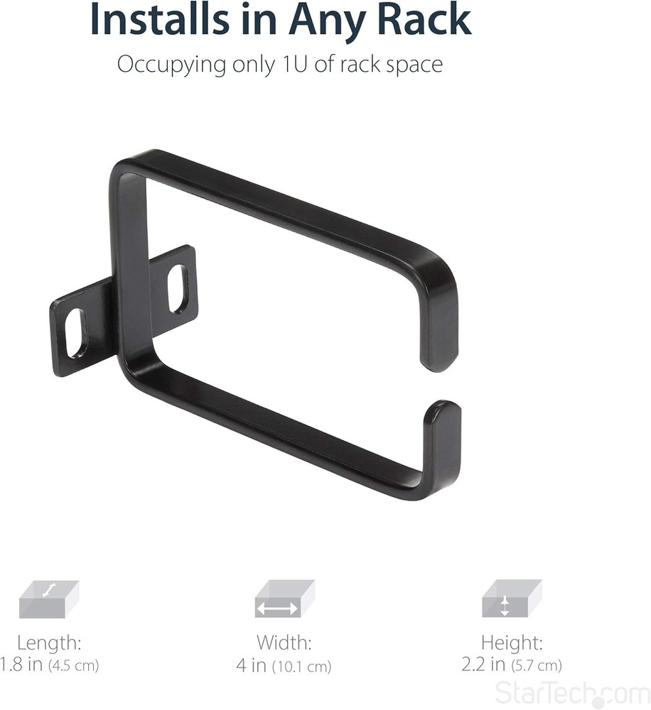 Startech CMHOOK1U 1U Vertical Server Rack Cable Management D-Ring Hook with Rack