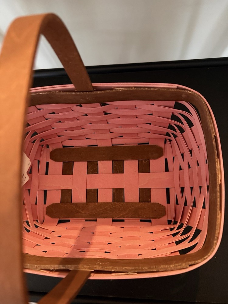 Longaberger Pink and Light Brown PEACH Spring Basket with Protector-Easter