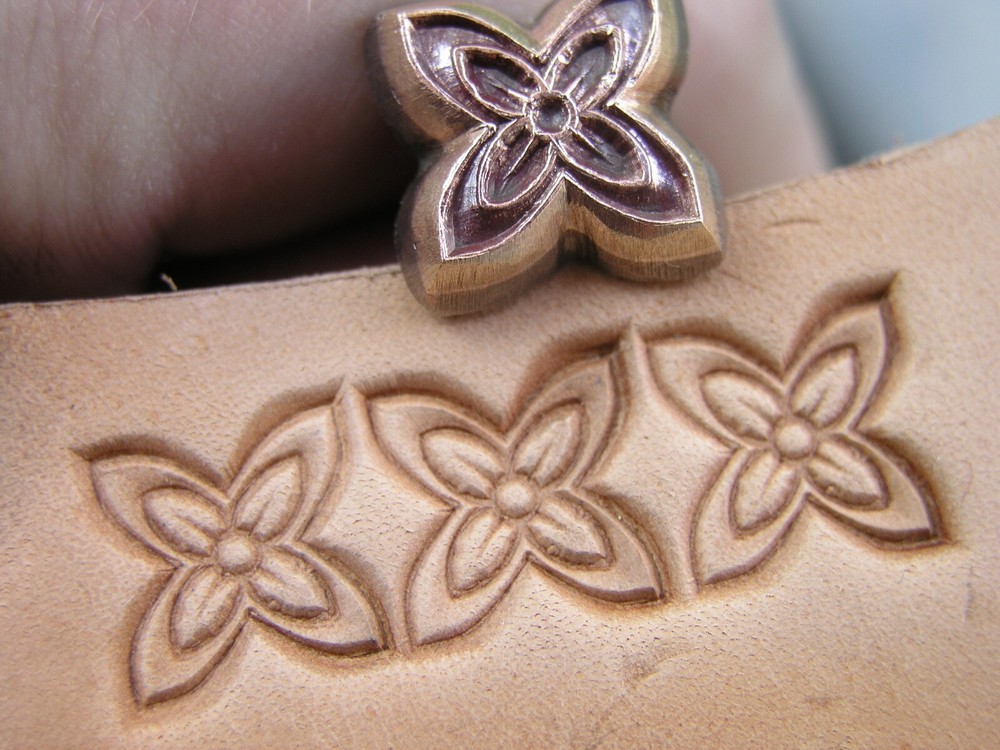 012-04 Square Flower II. hand made Leather stamp decorating tool