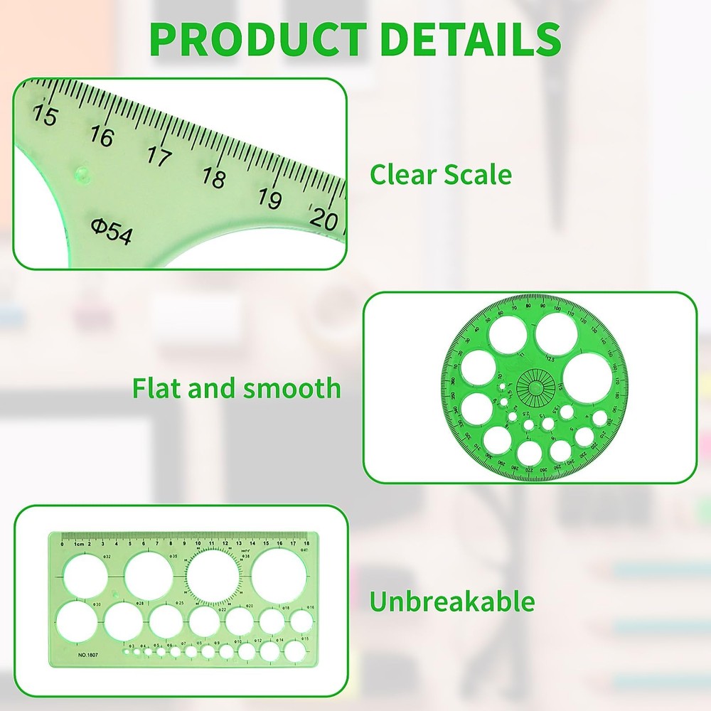 5 Pieces Circle Template - Plastic Circle and Oval Measuring Templates Circle...