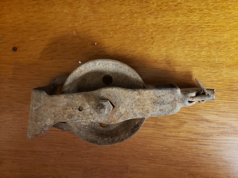 Antique Cast Iron Barn Pulley- Broken on One End