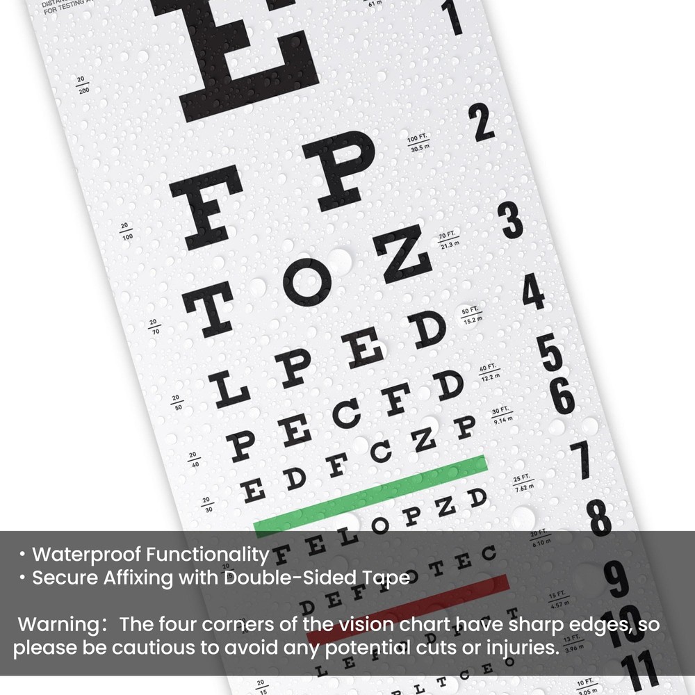 Snellen Eye Chart Visual Acuity Chart with Eye Occluder and Pointer for Eye E...