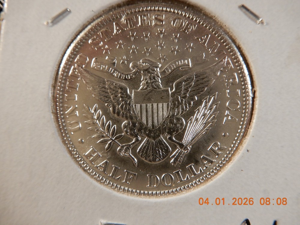 1907 P AU BARBER HALF DOLLAR