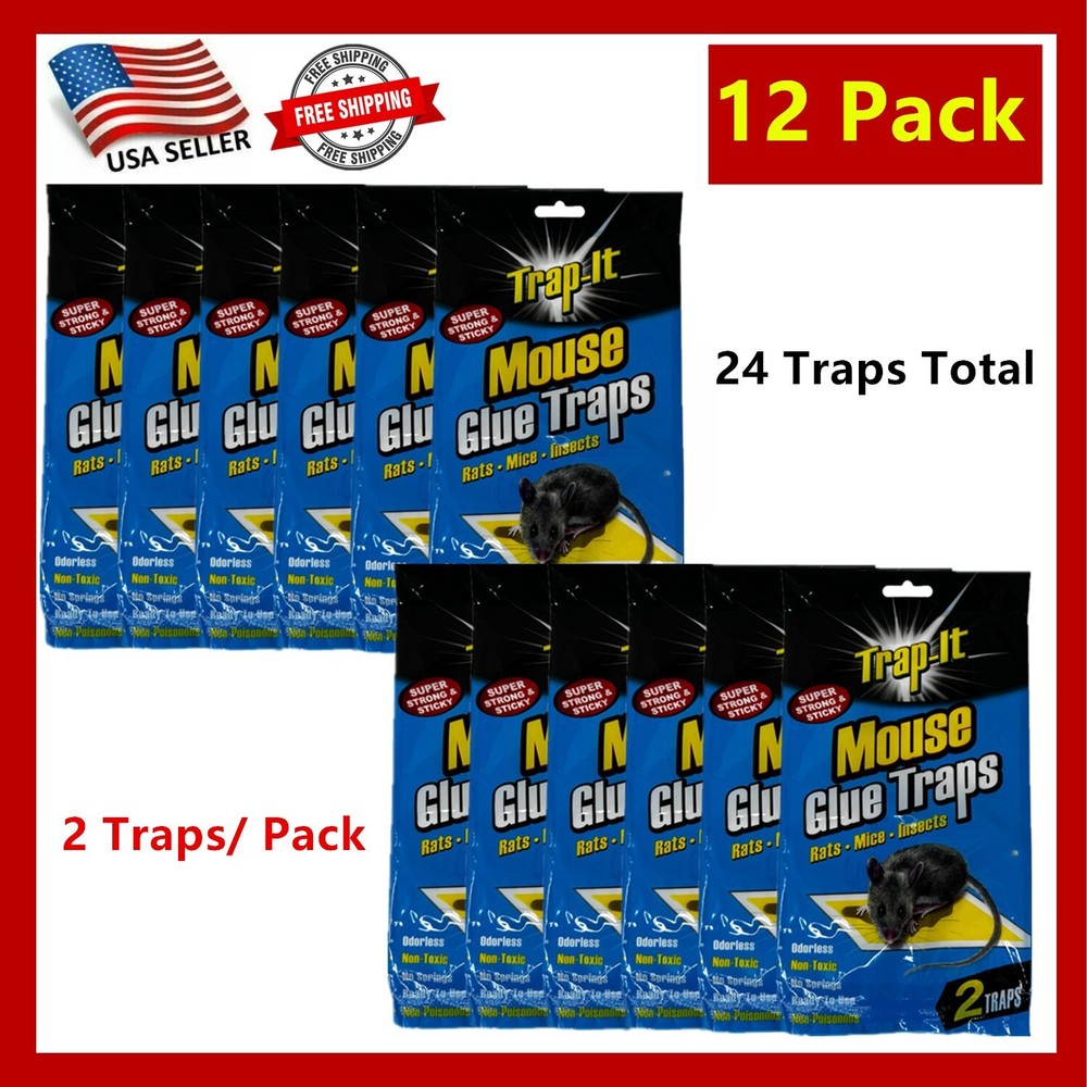 24 Traps 12 Pack Trap It Sticky Mouse Traps, Mouse Glue Board Professional