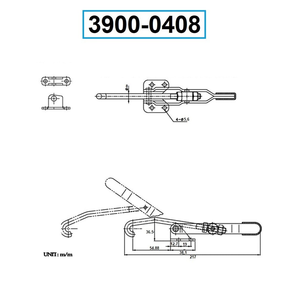 LATCH TYPE TOGGLE CLAMP WITH 380 LBS HOLDING CAPACITY (3900-0408)
