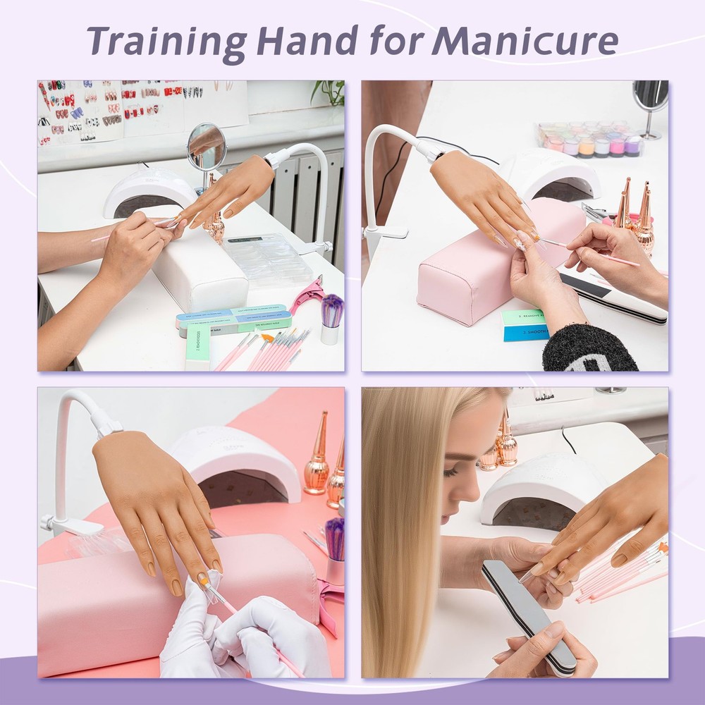 Practice Hand for Acrylic Nails,Realistic Silicone Training Hand with Flexibl...