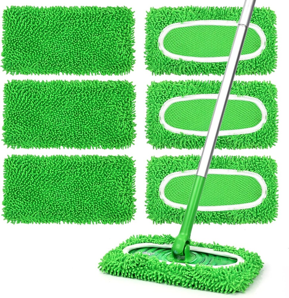 6Pcs Reusable Microfiber Mop Pads Compatible with Sweeper Mop, Replacement Wet