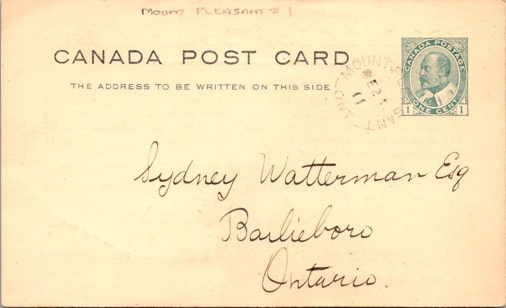 Canada 1911 Invitation Card - Mount Pleasant - A02137