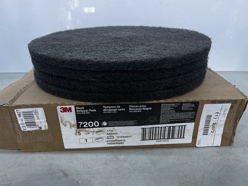 3M Black Stripper Pad 7200 17” 5 Pack