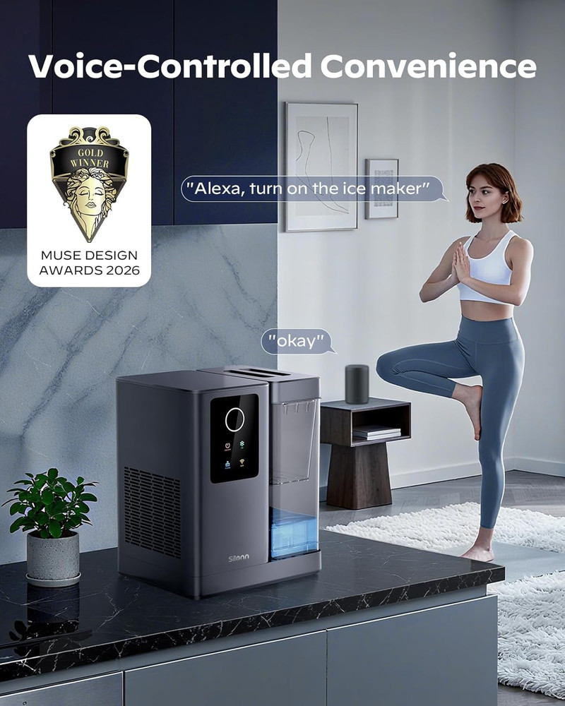 Nugget Ice Maker Countertop with APP & Voice Control, Self Cleaning Ice Machine