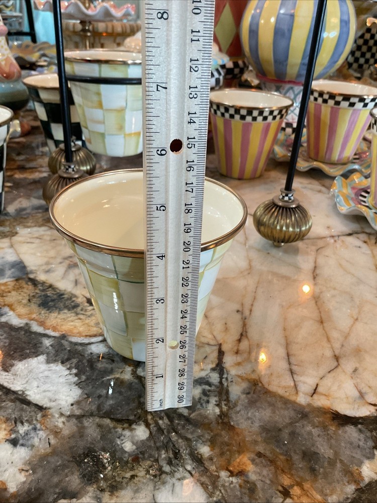 MacKenzie-Childs Parchment Check Enamel Pot
