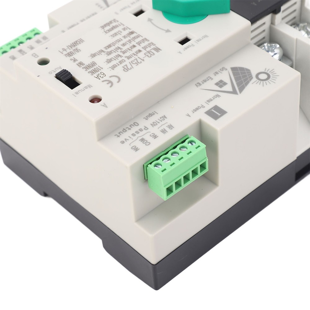2P 110V 63A Power Automatic Transfer Switch PV Circuit Changeover Switch