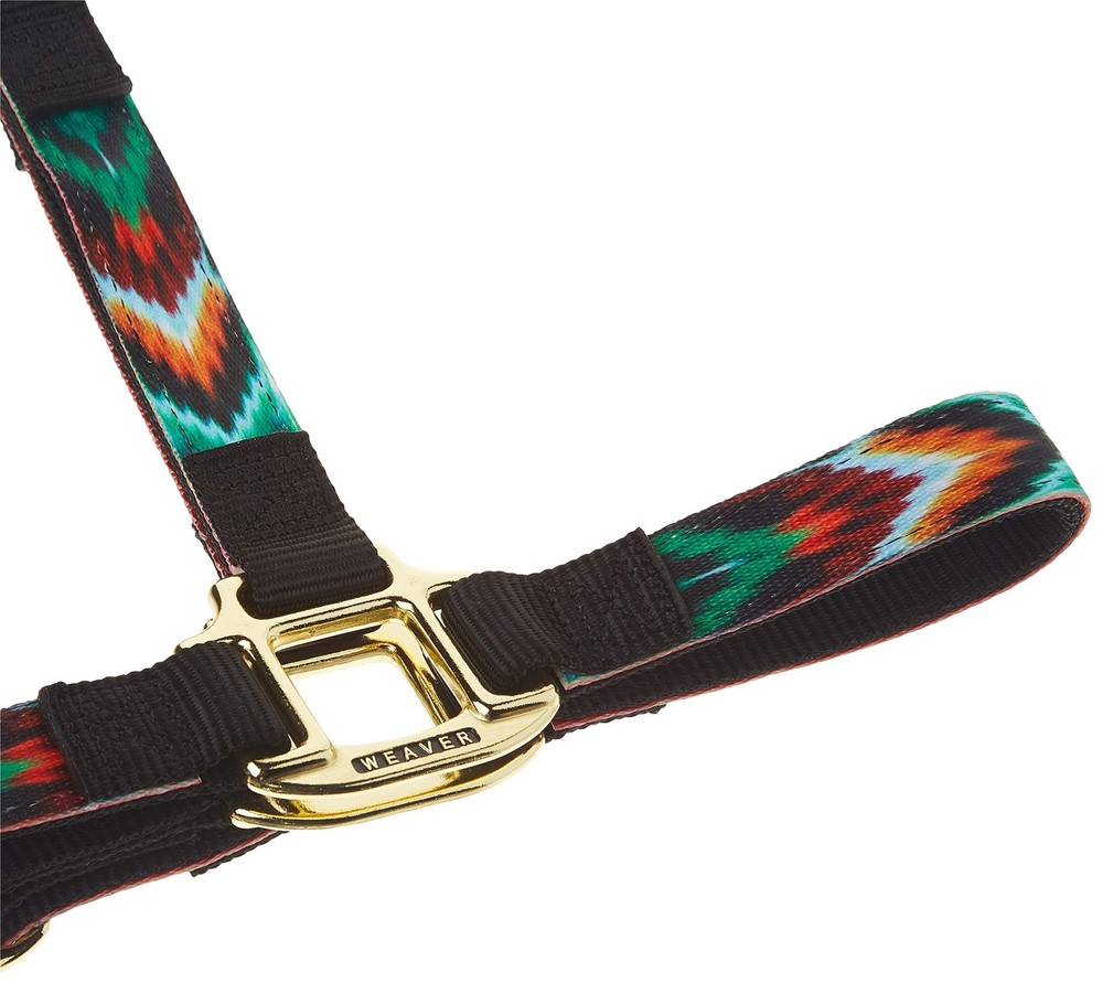 Nylon Horse Halter, Patterned Webbing, Adjustable Chin & Throat Snap Halters ...