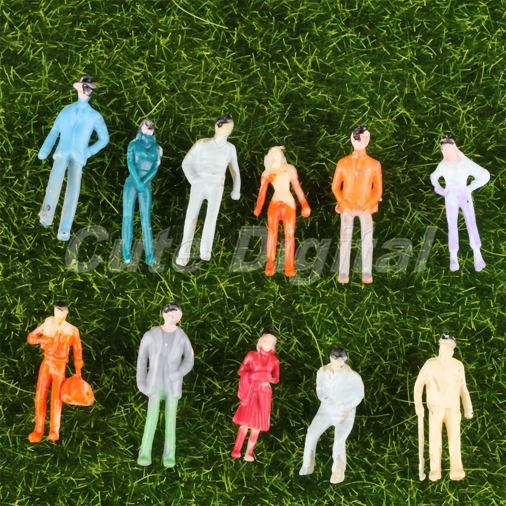 100Pcs Painted People Model Assorted Pose Railway Passengers Scenery Scale 1:200