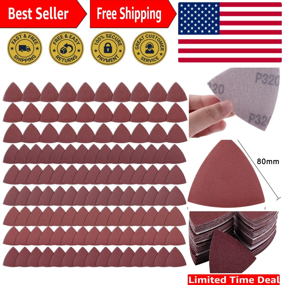 Durable Triangular Sandpaper for Oscillating Tools - 120 Sheets, Multiple Grits