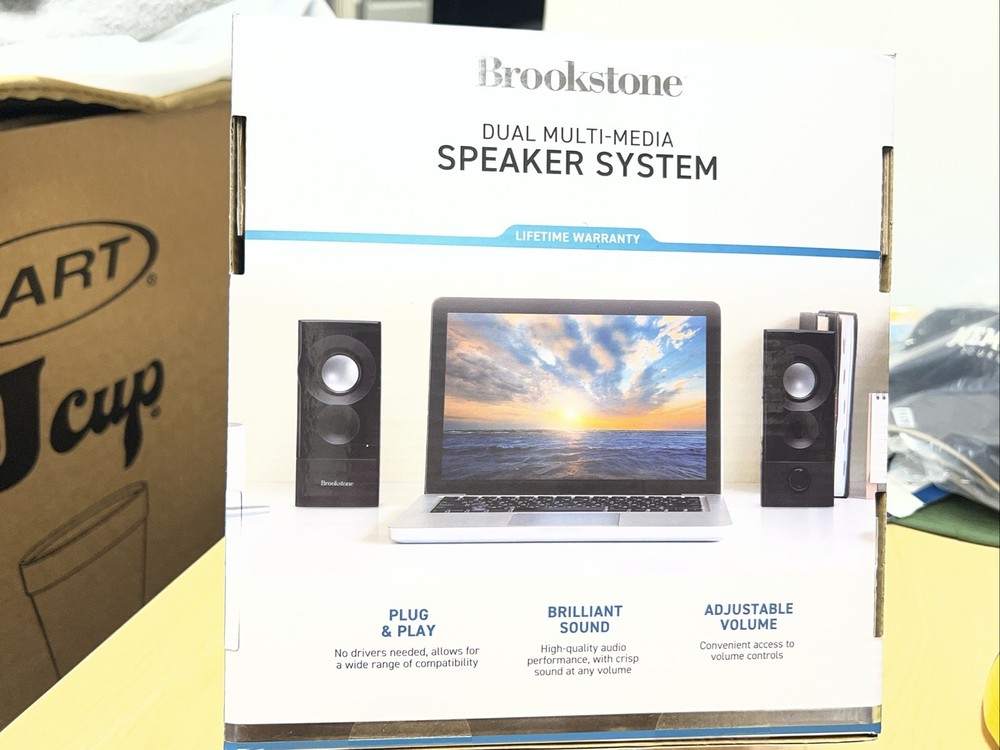 brookstone dual multi media speaker system