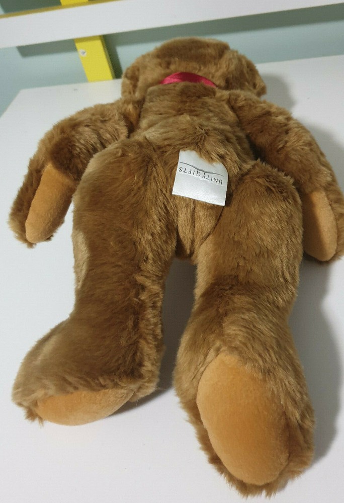 UNITY GIFTS TEDDY BEAR BROWN JOINTED BEAR RED BOW 40CM