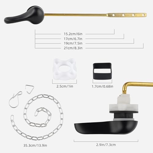 2 Pack Metal Toilet Handle Replacement Kit, Matte Black Front Mount Design