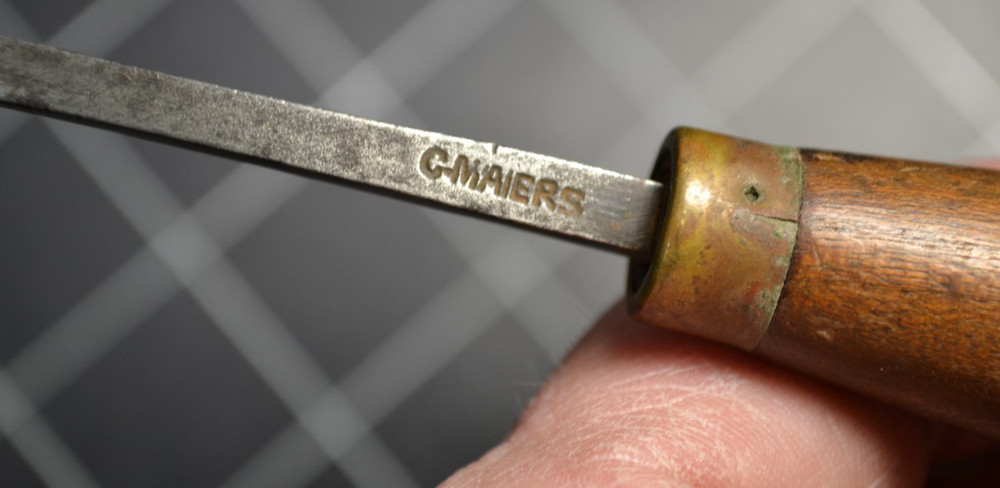 C. MAIERS - 3/16" CHISEL - ALL ORIGINAL WITH NICE DECORATED HANDLE