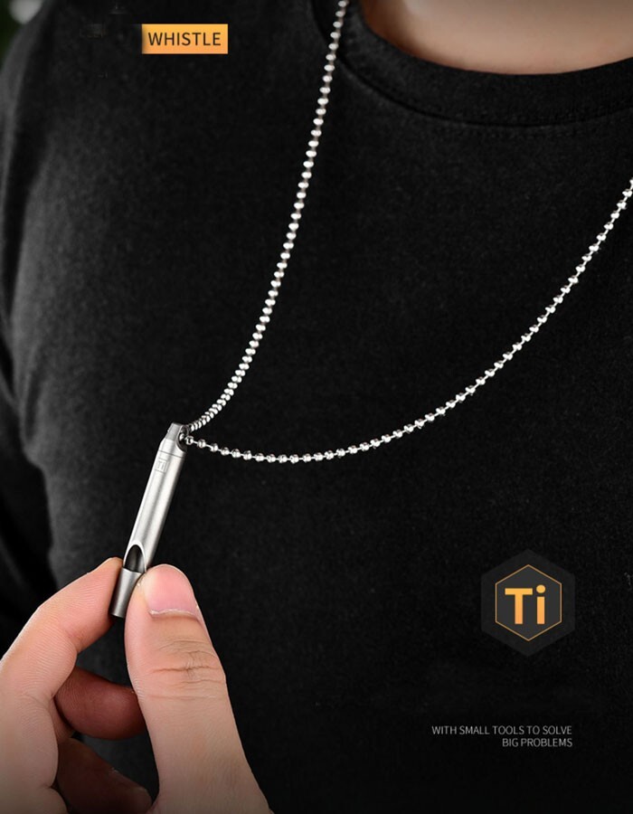 Titanium Alloy Whistle Training Command Warning Tool Keychain Necklace EDC