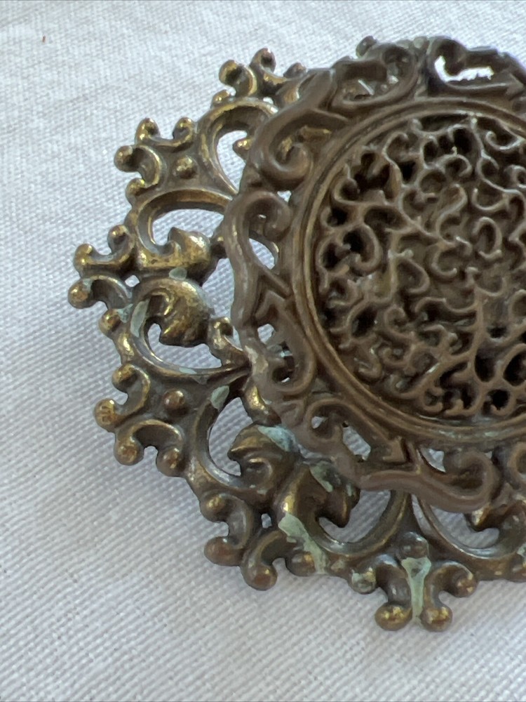 Vintage Cabinet DRAWER PULL Ornate Decorative Scroll Pattern 1 Pull, 2.5” Round