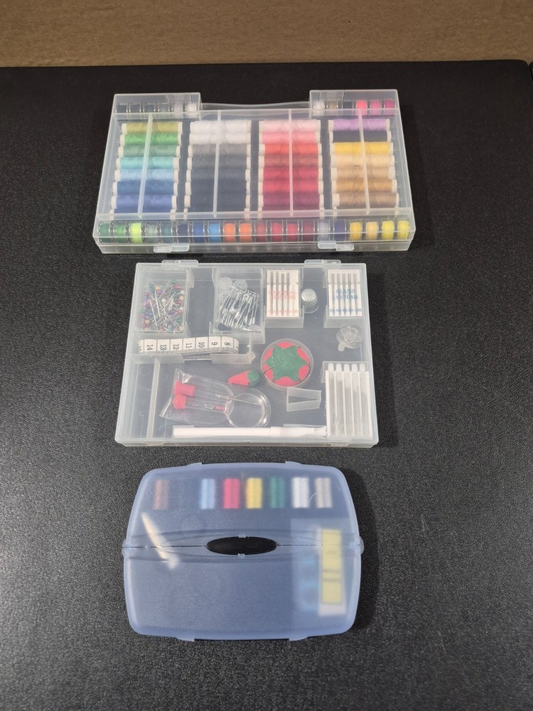 x3) Sewing Kits, with plastic containers/boxes
