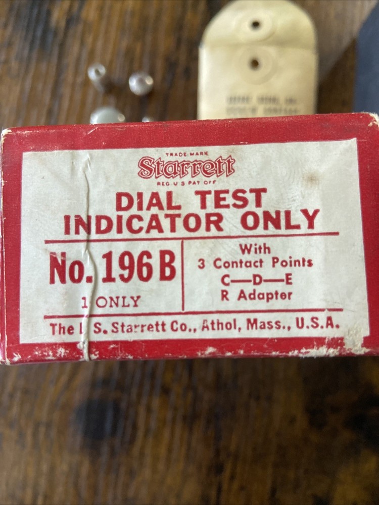 Starrett Dial Test Indicator 196B with Accessories, Original Box
