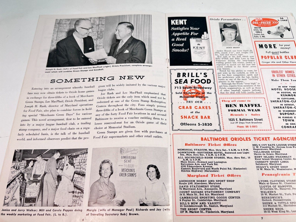 🔥 1960 Baltimore Orioles Baseball Program v White Sox Unscored HIGH GRADE!🔥