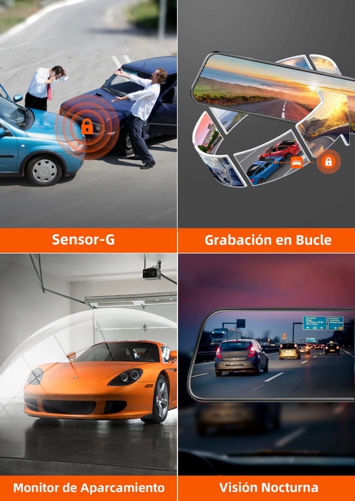 WOLFBOX Mirror Dash Camera 1080P MINI USB Front and Rear View Dash Cam