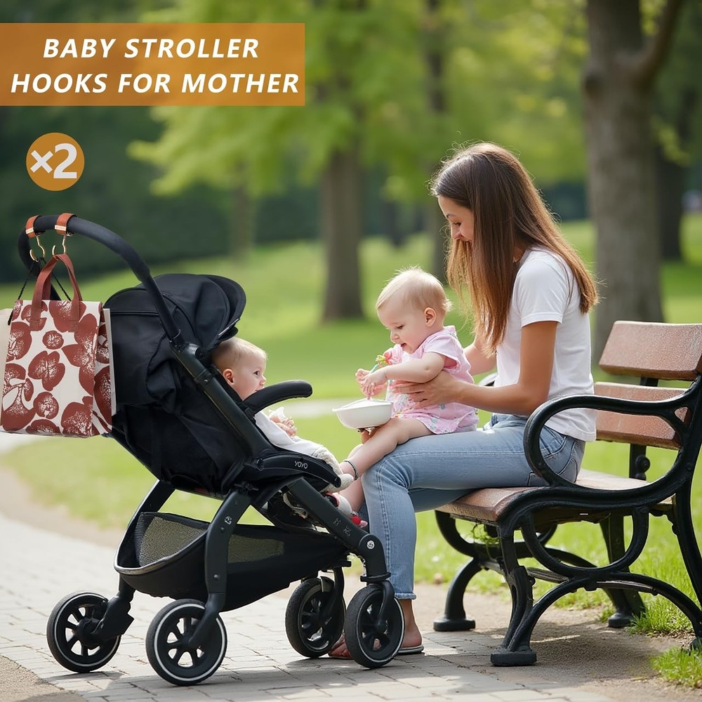2 Pack Stroller Hooks,Strong Synthetic Leather Hook-and-Loop Fastener&High-Qu...