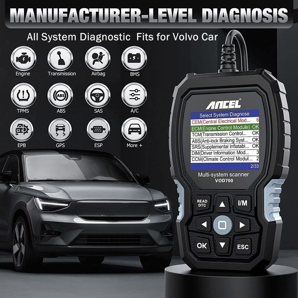 Ancel VOD700 OBD2 Scanner Diagnostic Tool All System Fit For VOLVO Code Reader