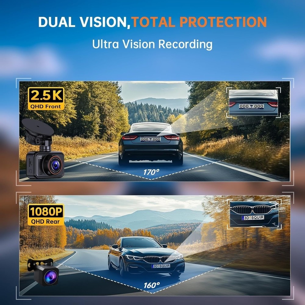 Enhanced Night Vision Dash Cam, 2560P Resolution