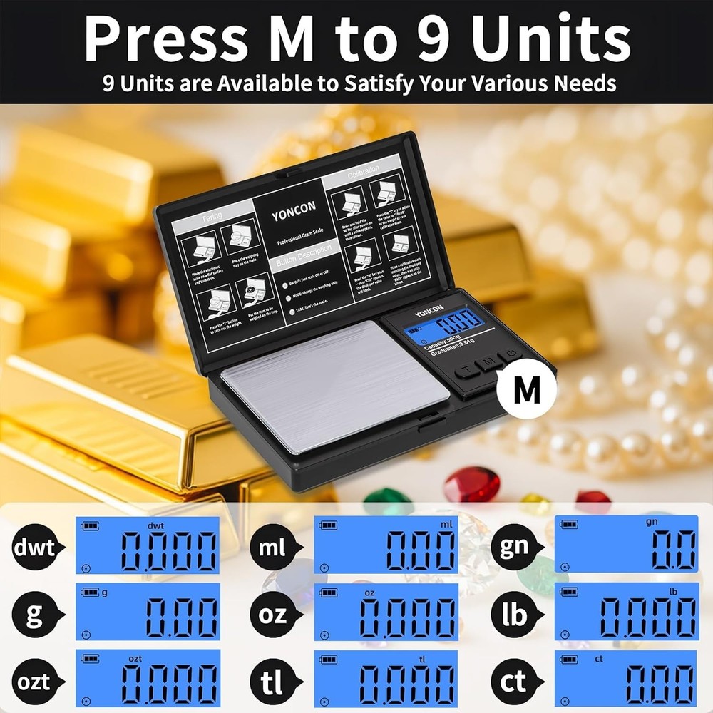 Compact 500g Digital Gram Scale with Tare Function - Accurate for Gems & Spices