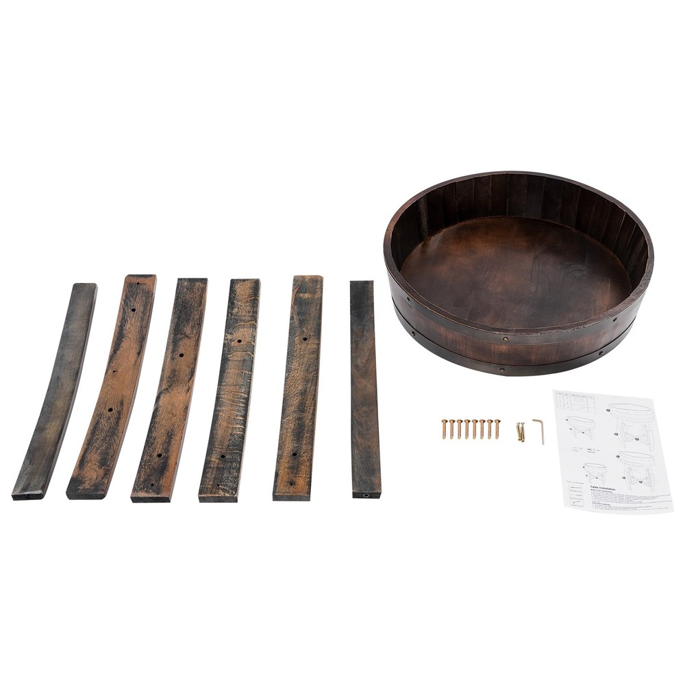 Solid Wood Round Barrel-style End Table Home Tea/coffee Table Wine Side Table