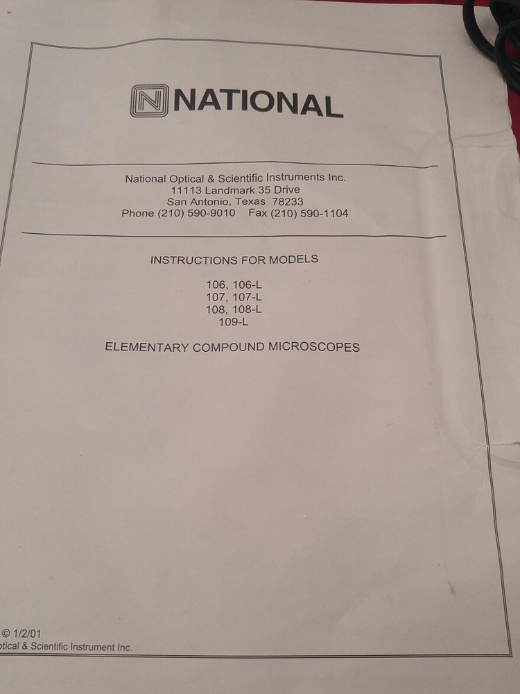 National Lab Optical Microscope Model# 109 Elementary