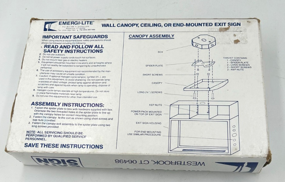 EMERGI-LITE WX11R single sided lighted exit back or end mount READ
