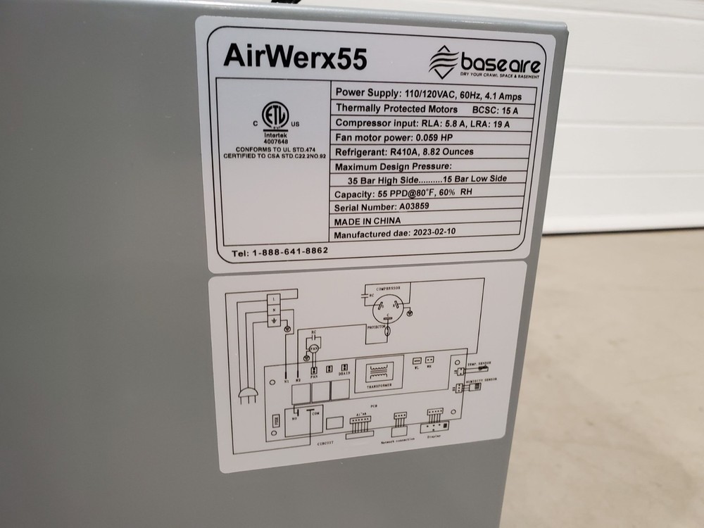 BaseAire AirWerx 55 Dehumidifier