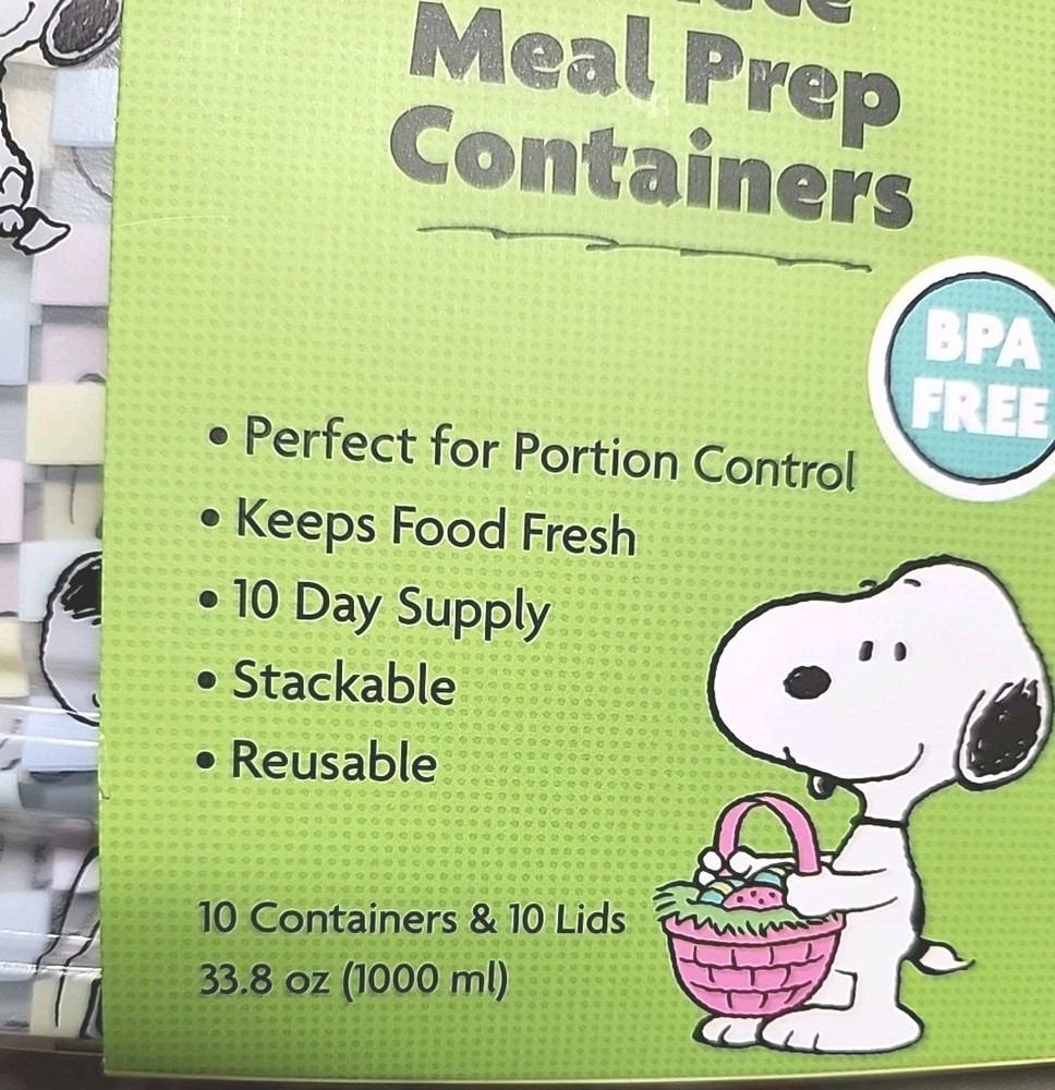 Peanuts Snoopy 20 Piece Meal Prep Containers Storage Easter Bunnies