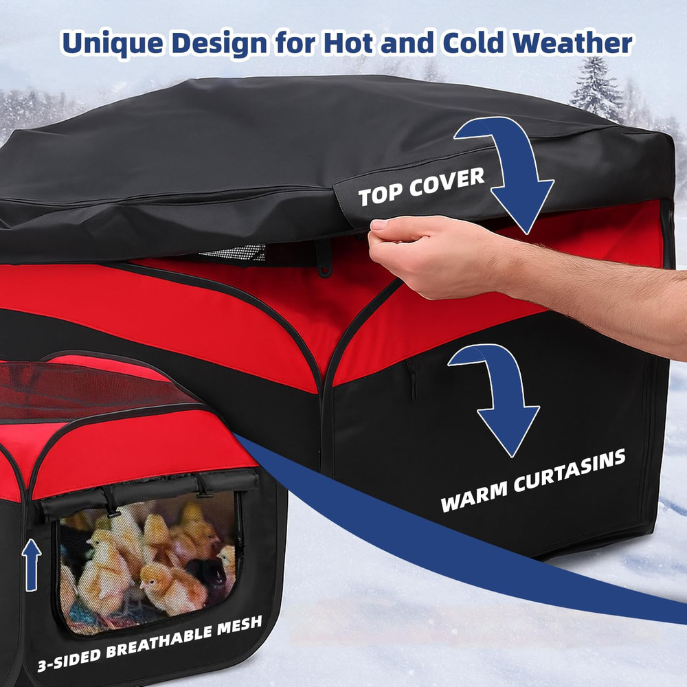 Brooder Box for Chicks Starter Kit - Upgraded Dual Door Collapsible Large Chicke