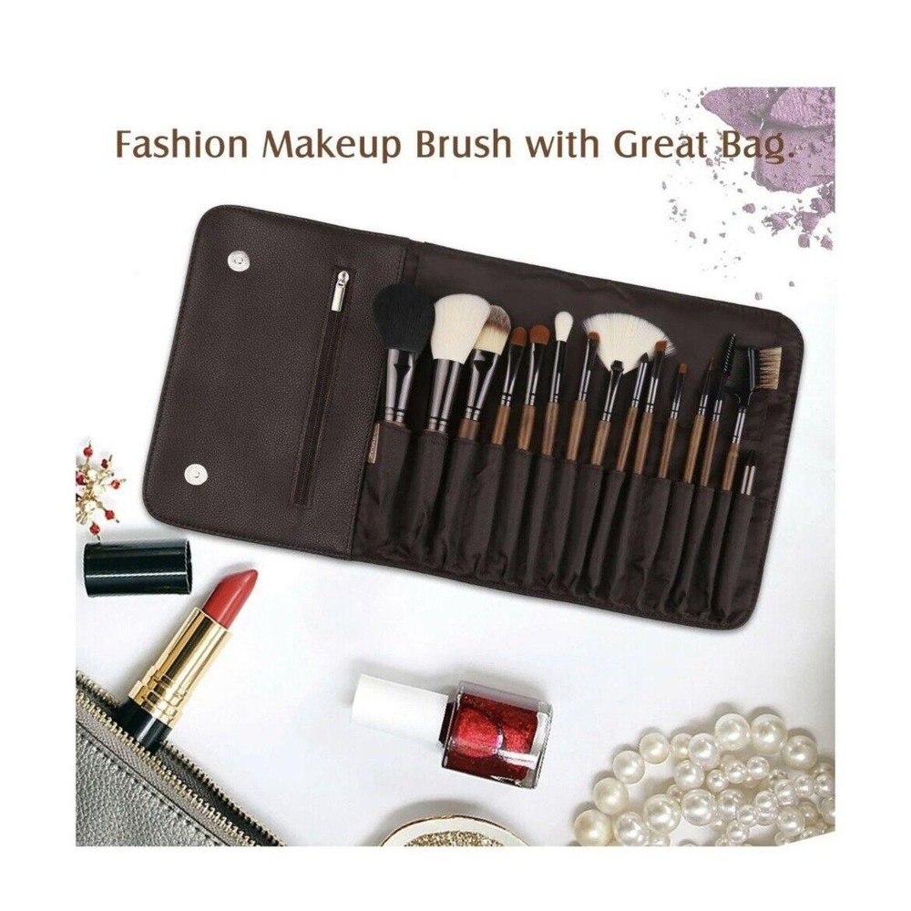 Makeup Brush Sets ,15pcs Unique Walnut Makeup Brushes with Nobility