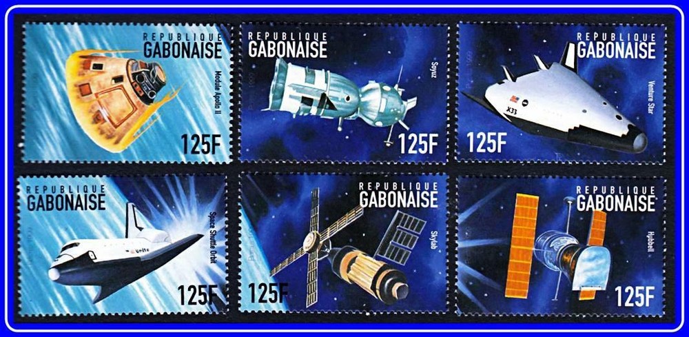 GABON = SPACE ACHIEVEMENTS x6 STAMPS MNH **
