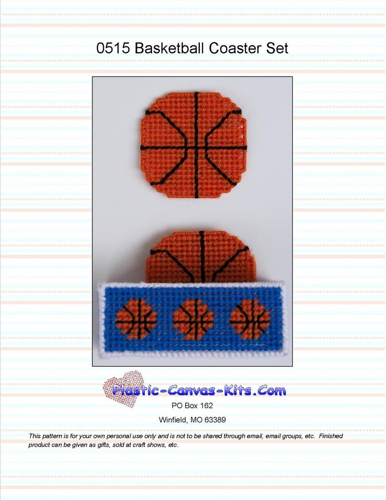 Basketball Coaster Set-SportsPlastic Canvas Pattern or Kit