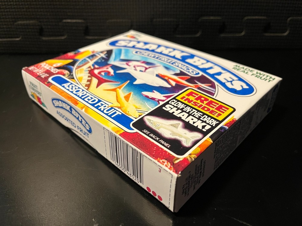 1990 Shark Bites Fruit Snacks (glow in the da) - Replacement novelty display box