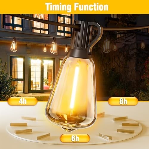 100FT Waterproof Solar String Lights with Remote & Timer, LED Shatterproof Bulbs