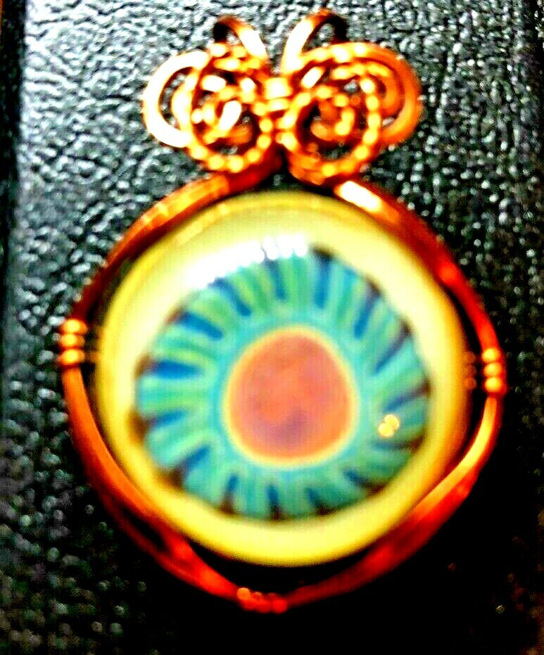 Copper Wire Wrapped Eye Pendant Handmade Gift