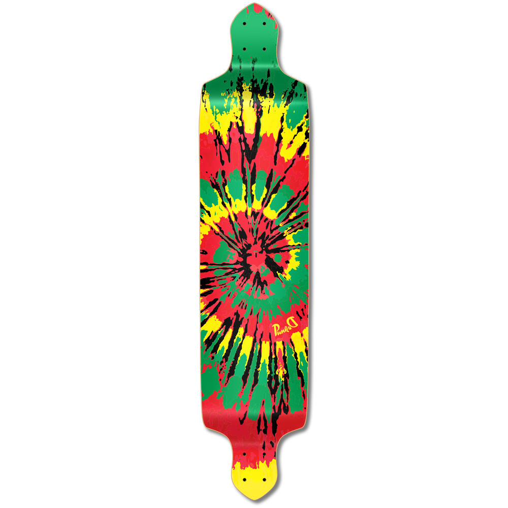 Yocaher Drop Down Longboard Deck -  Tiedye Rasta ( DECK ONLY)