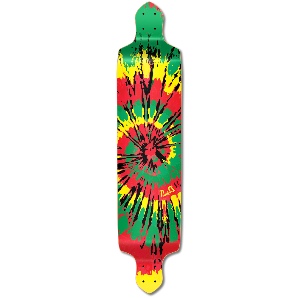 Yocaher Drop Down Longboard Deck - Tiedye Rasta ( DECK ONLY)