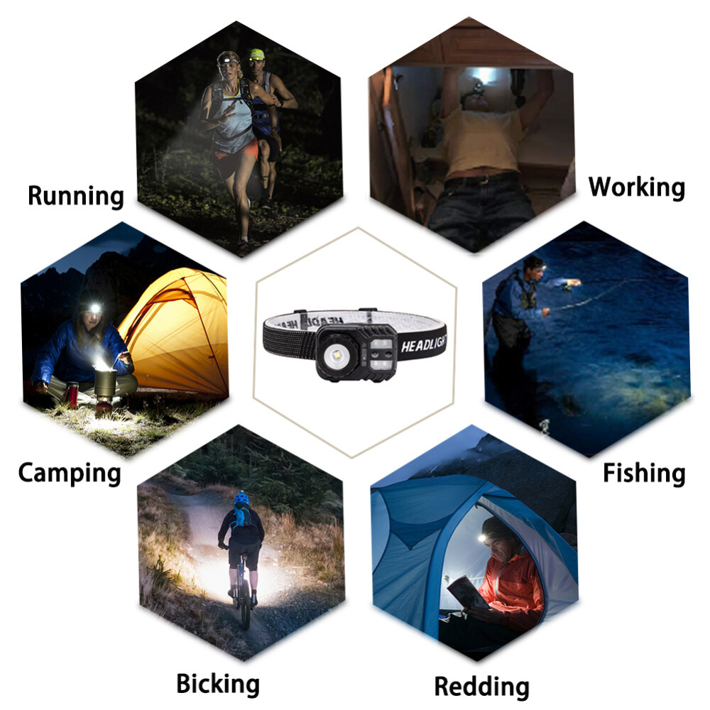 LED Headlamp Rechargeable Headlight Head Torch Induction Flashlight US