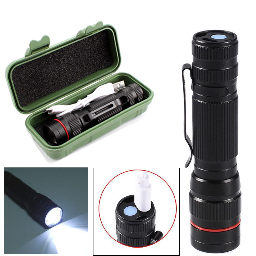 2 Pack LED Flashlight USB Rechargeable Super Bright Torch Lamp Tactical Light