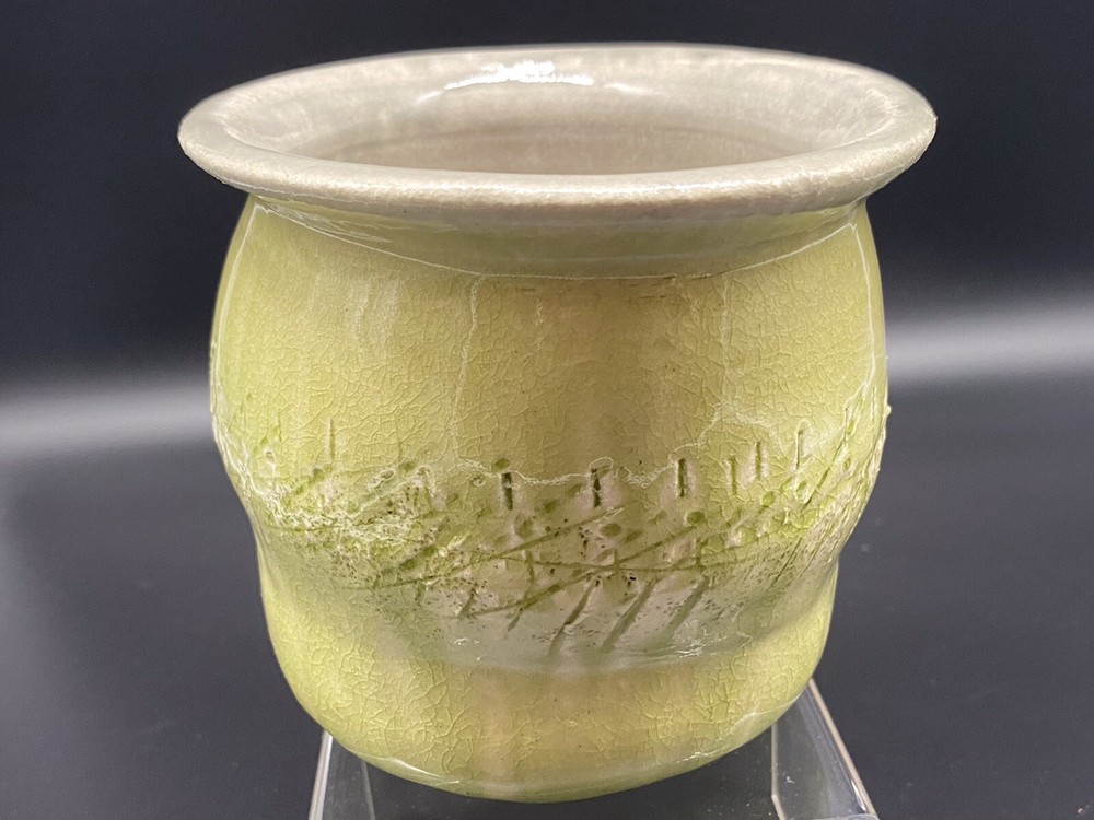 Art Pottery Planter Glazed Ceramic Small Green Marked